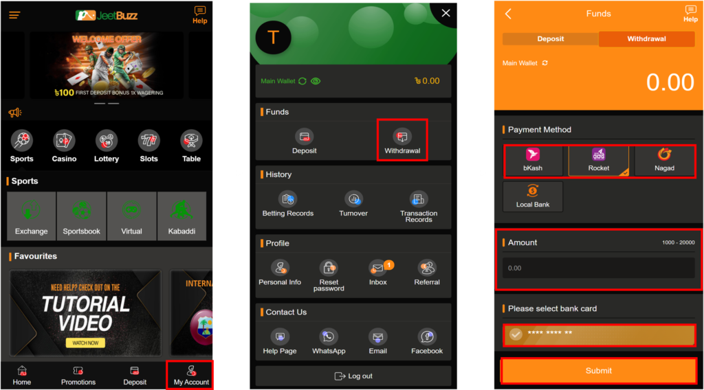JeetBuzz Withdrawal Process
